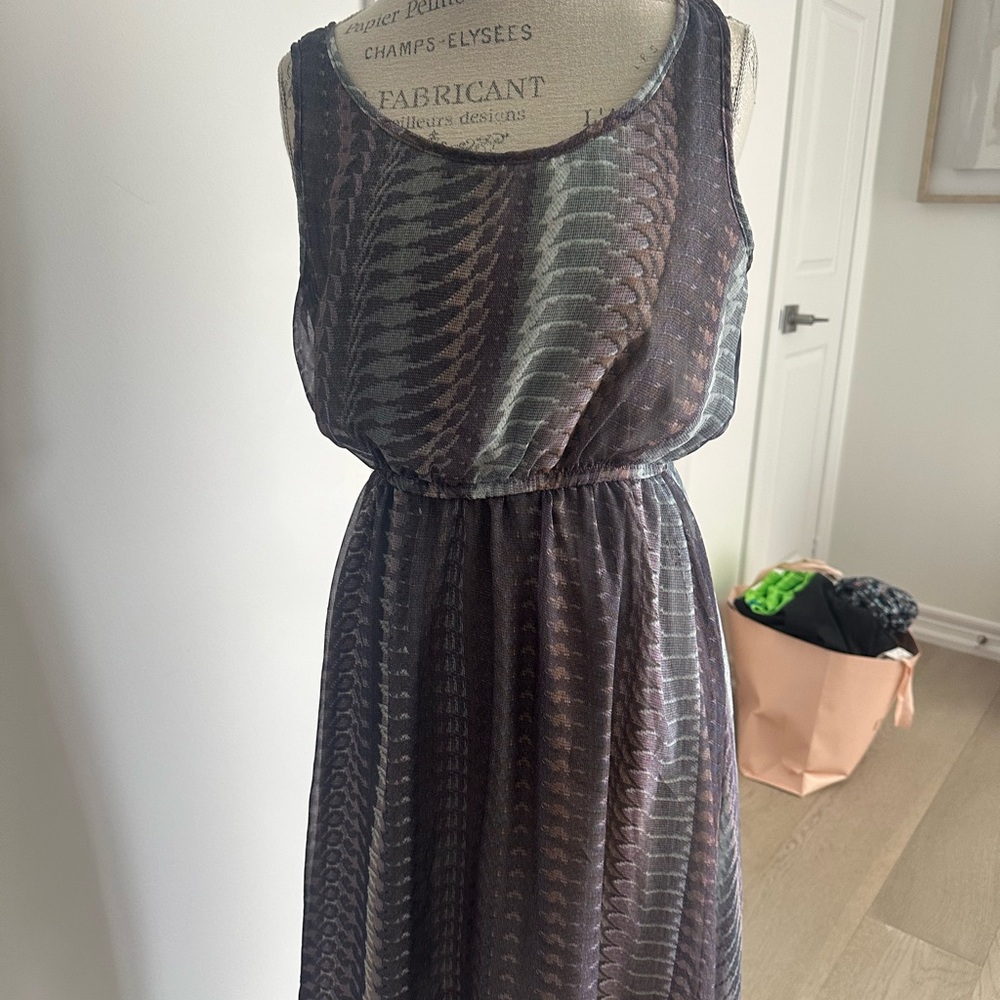 Elegant purple and Gray Patterned Dress